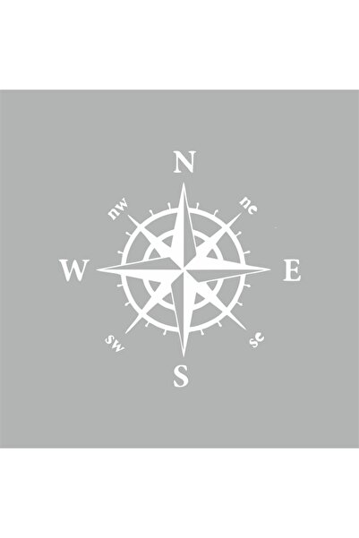 Reysa Tasarım ملصق سيارة بوصلة 17x17 سم رمادي