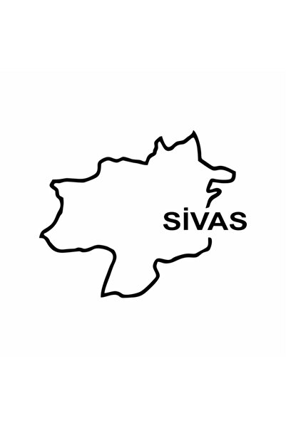 Reysa Tasarım ملصق سيارة لخريطة سيفاس 18x14 سم أسود