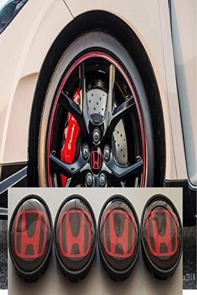 YED Jant Göbeği HONDA 58/55 55mm Yuva 4'LÜ SET Kırmızı-Siyah Plasto damla