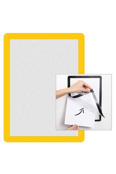 direkt-al Notice Board Flexible Frame with Adhesive Magnet on the Back 2 Pieces A4 Yellow