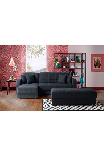 Eymense Roma Çekyatlı Puflu Yataklı Köşe Koltuk Takımı