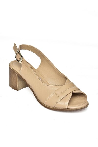 Fox Shoes P555452903 Mink Genuine Leather Thick Heeled Women's Sandals