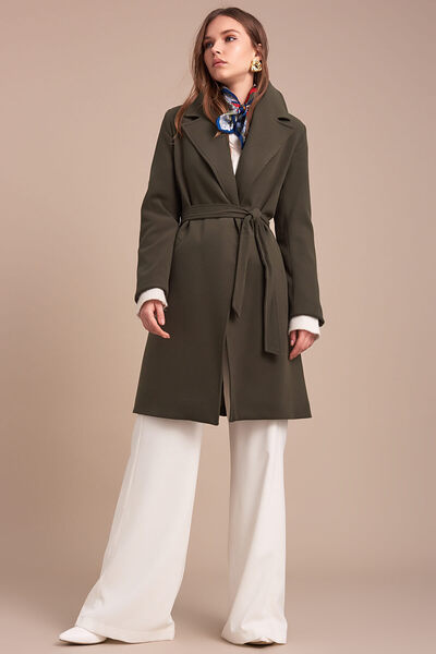 Pitti Women's Khaki Short Tied Coat 70477