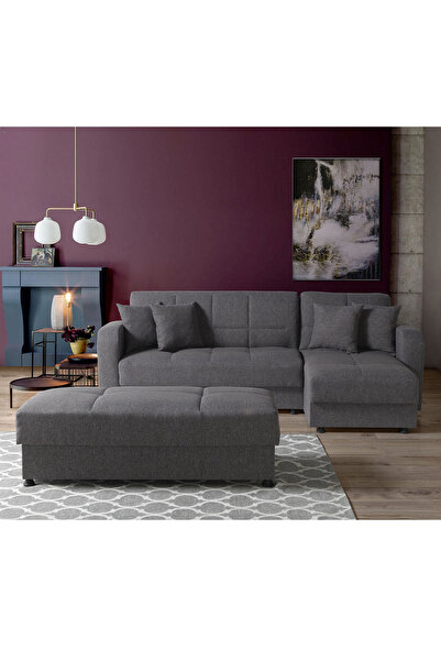 Eymense Roma Çekyatlı Puflu Yataklı Köşe Koltuk Takımı