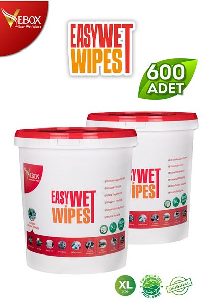 VEBOX Easy Wet Wipes Bucket Wet Wipes Gold 2 Pack 600 Pieces