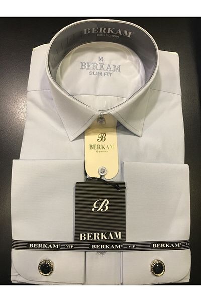 BERKAM Ανδρικό πουκάμισο Slim Fit Διπλό μανσέτα με κουμπιά