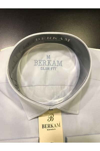 BERKAM Ανδρικό πουκάμισο Slim Fit Διπλό μανσέτα με κουμπιά