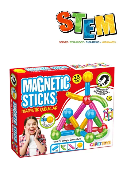 Mofy Baby Mega Size 25 Pieces - Magnetic Stick and Ball STEM Toy