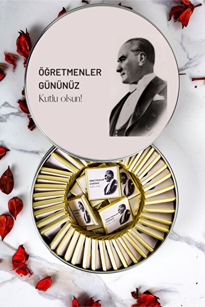 Öğretmenler Günü Hediyesi 30’lu Madlen Çikolata – Atatürk Tasarımlı Metal Kutu