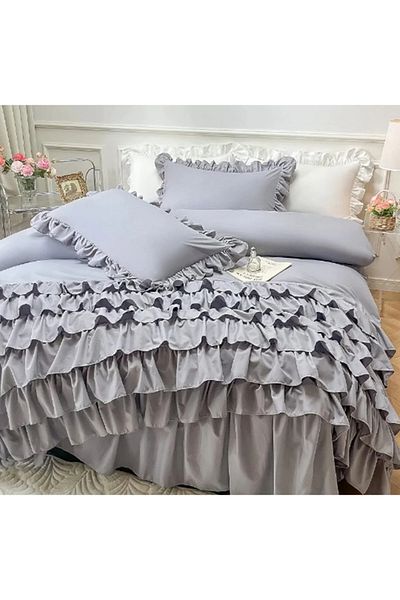 eyma home 100% cotton ruffle pillow case 2 pcs (50×70cm)