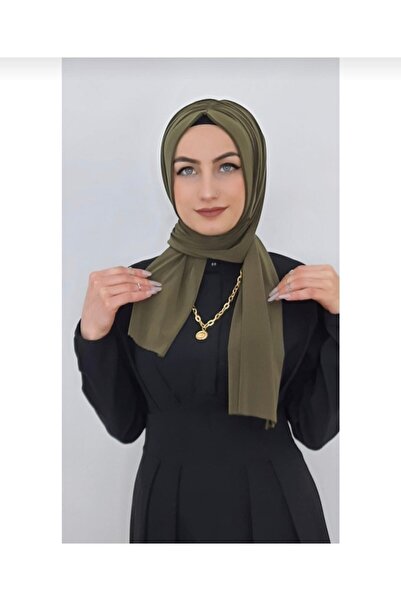 Ayselcehobi شال جاهز برباط لون كاكي