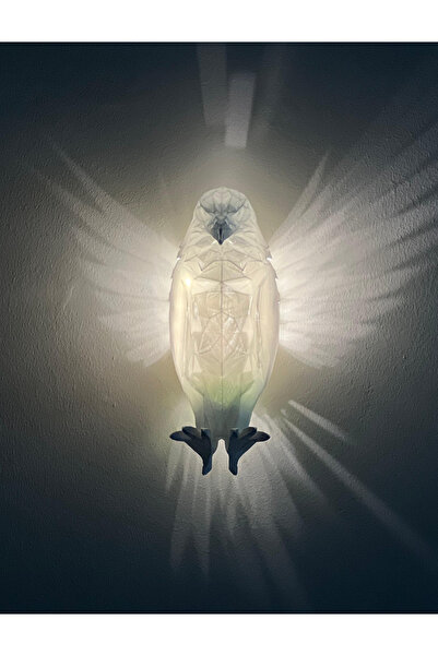 Design3D Kartal Gece Lambası !!! Pilli !!! Beyaz LED Işıklı Aplik Çocuk Odası 22cm