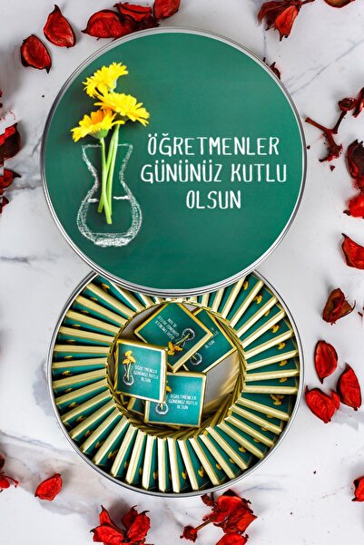 Öğretmenler Günü Hediyesi 30’lu Madlen Çikolata – Çiçek Tasarımlı Metal Kutu