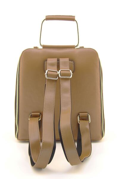 HNB Women's Tan Quilted Molded Backpack (HANDBAG GIFT)