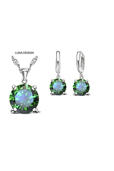 Takıtolia Delight 925 Ayar Gümüş Kristal Taşlı Kolye Küpe Gelin Düğün Sevgili...