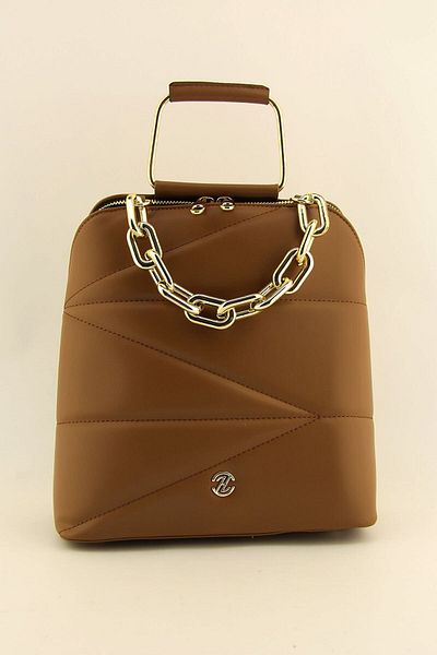 HNB Women's Tan Quilted Molded Backpack (HANDBAG GIFT)