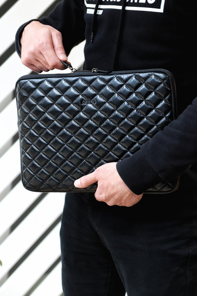 Crew Leather Τσάντα Macbook / Γνήσιο δέρμα με καπιτονέ εμπριμέ - Συμβατό με 13" και 13,3"