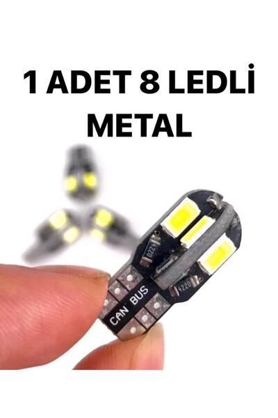SİSA SENİSTESENAL T10 Led Metal Ultra W5w 8 Ledli Beyaz Park Tavan Plaka Ampü...