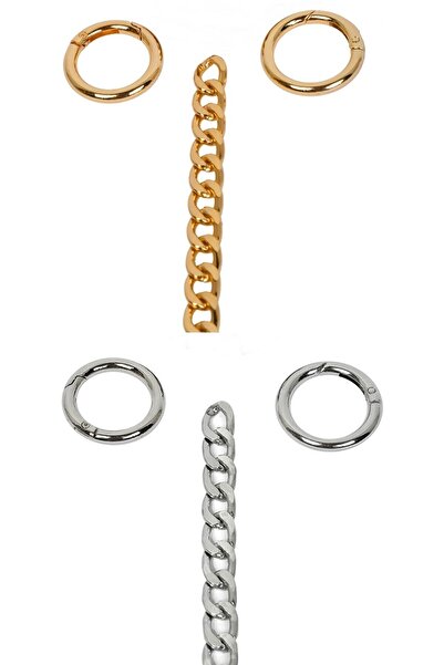 Nildenhobim Set de lanțuri pentru geantă de culoare aurie și argintie cu inel...