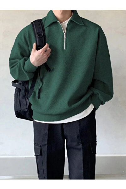 pandy Ανδρικό φούτερ Polo Neck Oversize