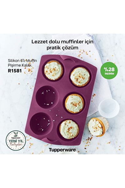 Tupperware Silikon 6'li Muffin Pişirme Kalıbı.