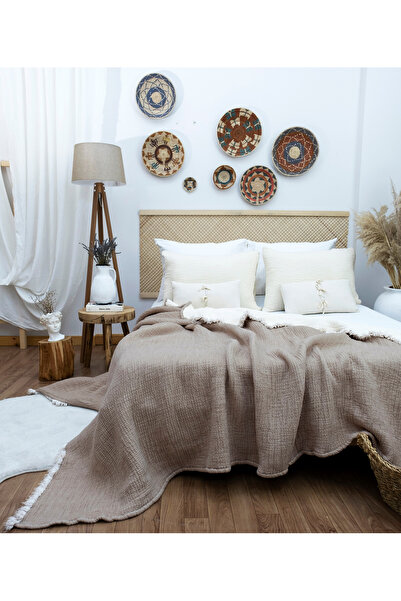 destinyhometex Кафяв 6-слоен муселинов юрган / Двоен 220x240