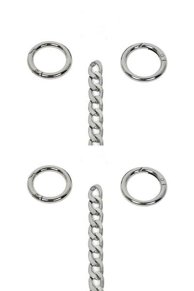 Nildenhobim طقم سلسلة حقيبة فضية اللون مع حلقة زنبركية الطول: 110 سم الحلقة: ...