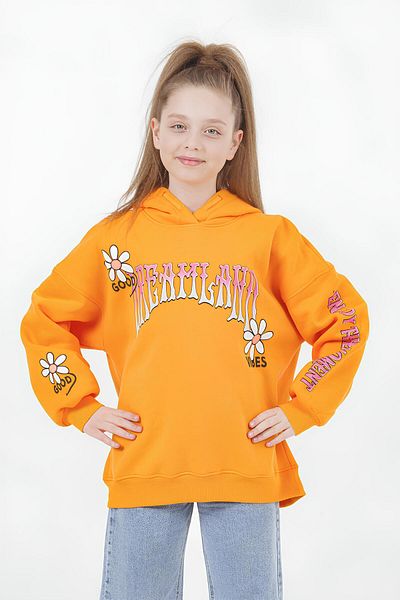 DMB BOYS & GIRLS ÇAREN KİDS 3 ROPE CHARGED PRINT DETAIL OVERSIZE GIRL'S SWEATSHIRT