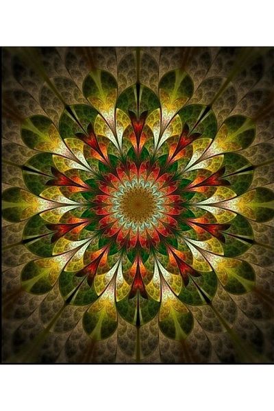 Marcel Kristal Tablo Green Leaf Mandala Diamond Mosaic Painting 58X69
