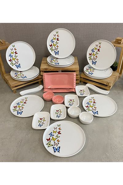 Keramika Team Breakfast Nordic Dance Of Butterfly Pink 24 Pieces for 12 People