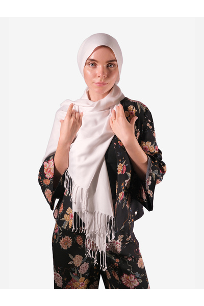 LOVE RAİN FASHİON Salsa Pashmina Shawl Plain White
