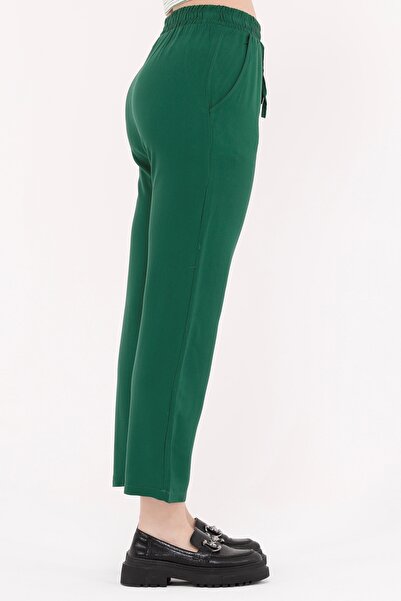 Sfg Life Moda Kadın Yazlık Önü Bağcık'lı Ve Beli Lastikli Şık Dokuma Viskon Cepli Kumaş Pantalon