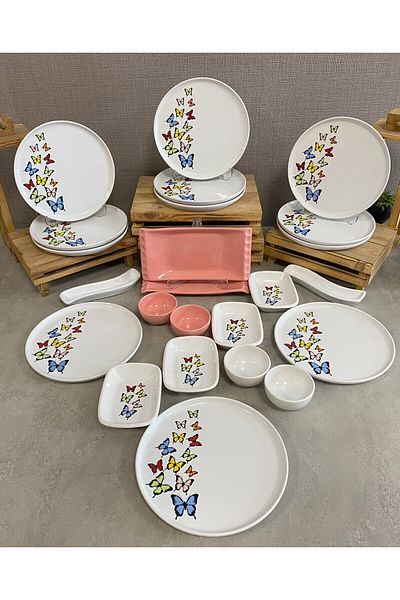Keramika Team Breakfast Nordic Dance Of Butterfly Pink 24 Pieces for 12 People