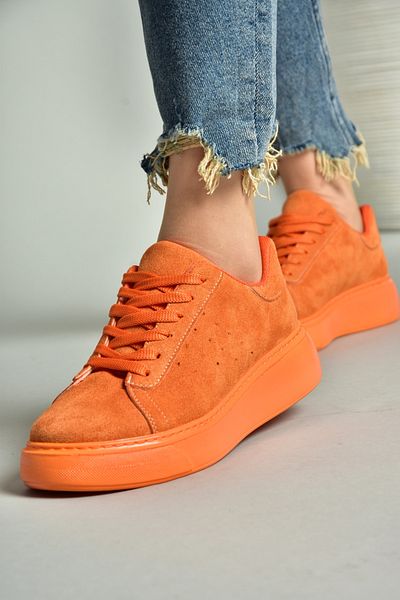 Fox Shoes Oranžové semišové dámské sportovní boty tenisky