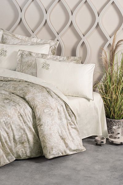 Cotton Box Σετ Παπλωματοθήκη Elite Σατέν Διπλή Beatrix Beige
