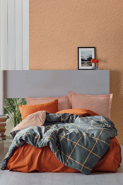 Cotton Box Комплект завивки Stark Cinnamon Modern за двоен юрган