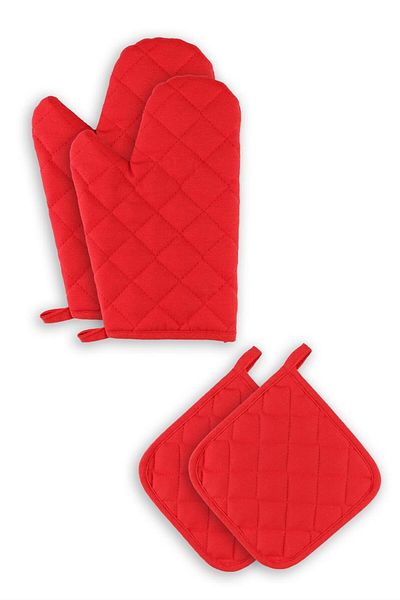 sevilya Fireproof and Heat Resistant Oven Mitts and Holders (2 GLOVES, 2 HANDLES)