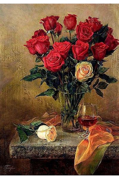 Marcel Kristal Tablo Fragrant Roses Marcel Art Diamond Mosaic Painting 36X51Cm