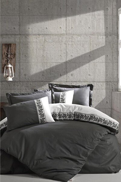 Cotton Box Rosinda - Gri Folkart Çift Kişilik Nevresim Takımı