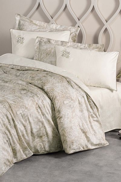 Cotton Box Σετ Παπλωματοθήκη Elite Σατέν Διπλή Beatrix Beige