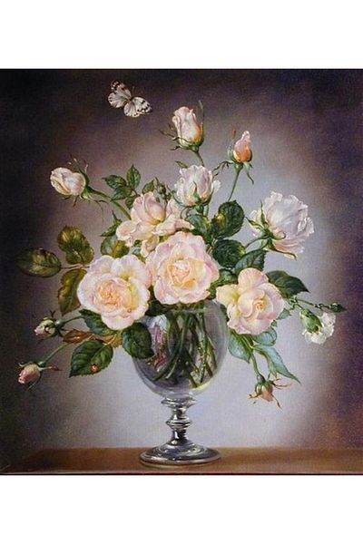 MARCEL SANAT Flowers in Glass Vase Marcel Art Diamond Mosaic Painting 53X61Cm