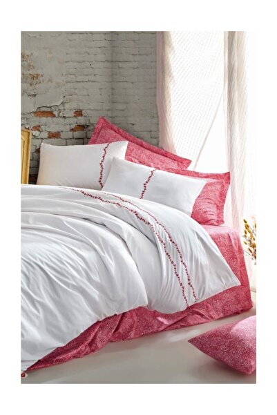 Cotton Box Kırmızı Coco Majesic Serisi Nakışlı Saten Nevresim Takımı