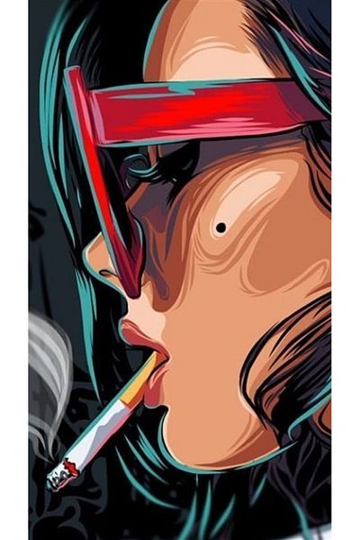 Marcel Kristal Tablo Woman Smoking Marcel Art Diamond Mosaic Painting 23X43 cm