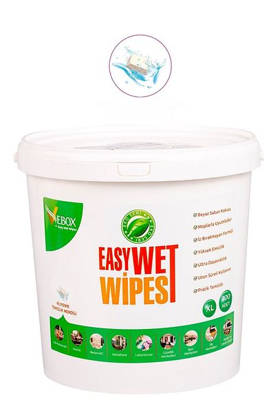 VEBOX Easy Wet Wipes Bucket Wet Wipes White Soap Scented Eco Series 300 pcs