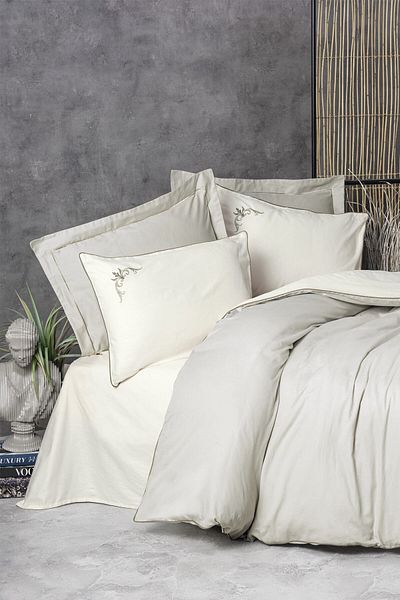 Cotton Box Σετ Σατέν Διπλό Παπλωματοθήκη Elite Teresa Beige
