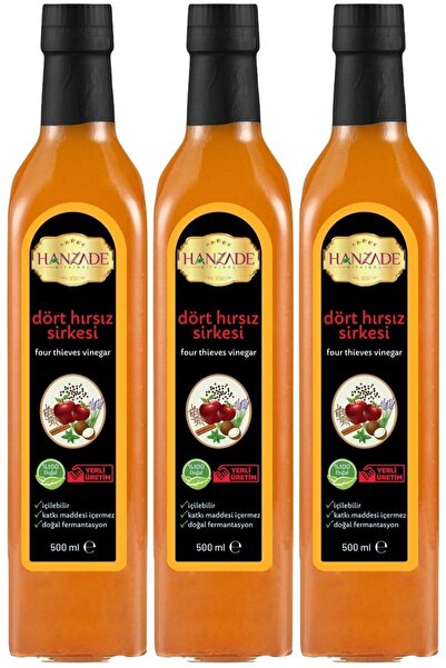 Hanzade Bitkisel Dört Hırsız Sirkesi 500 ml X 3 Adet Içilebilir Katkısız Cam ...