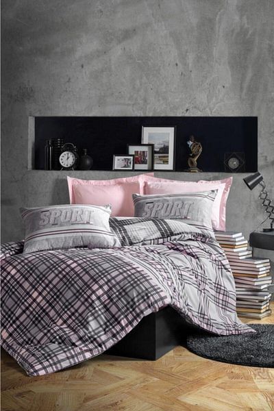 Cotton Box Andrea - Dried Rose Masculine Double Duvet Cover Set