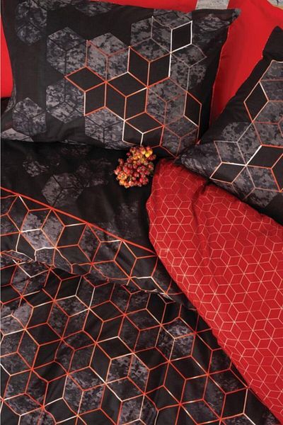 Cotton Box Dark Single Duvet Cover Set Cubo Tile