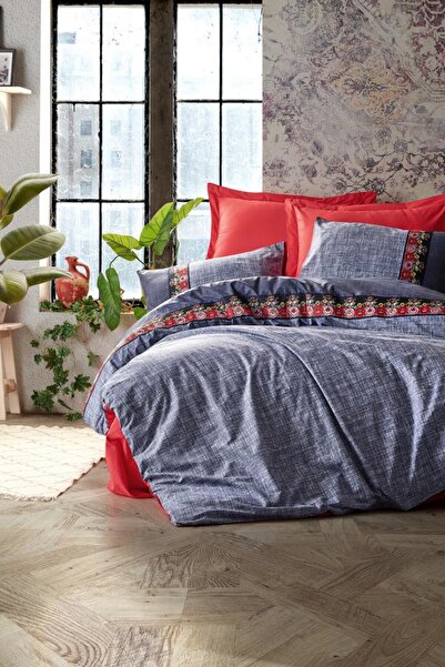 Cotton Box Народне мистецтво Двоспальний комплект постільної білизни Синій