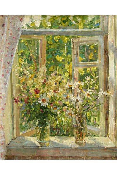MARCEL SANAT Morning Flowers on the Glass Front Marcel Art Diamond Mosaic Painting 51x64cm